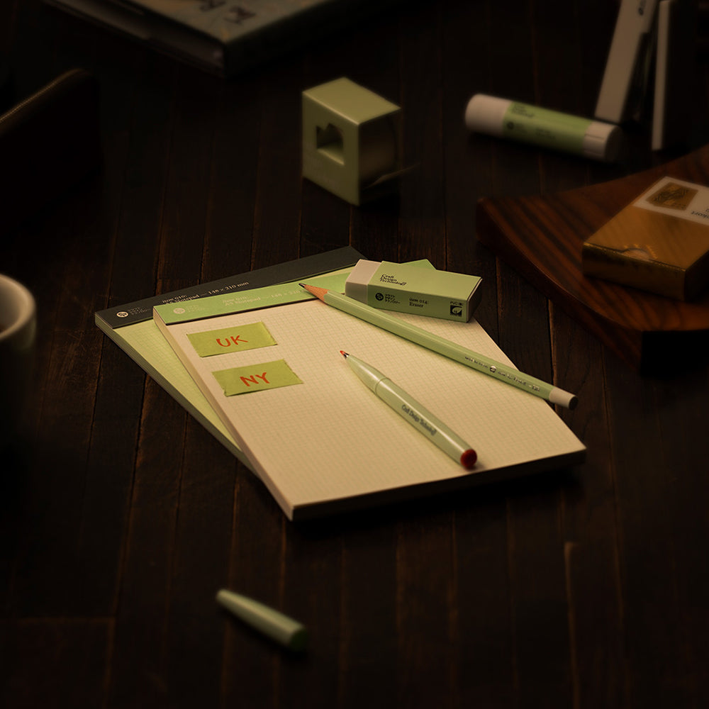 B-114 | CRAFT DESIGN TECHNOLOGY A5 / A6 方眼便條簿 (深綠色)