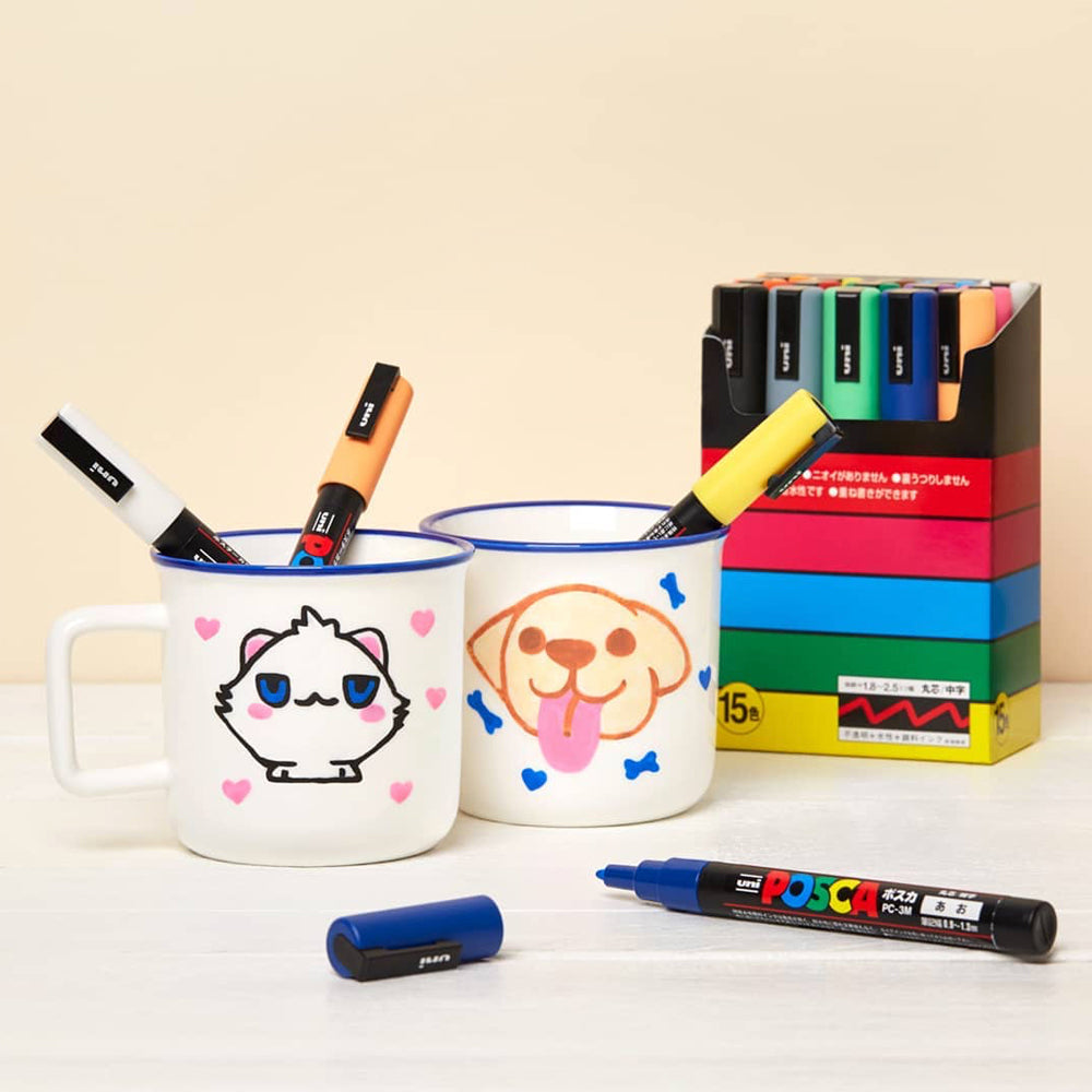 P-258 | UNI POSCA MARKER (15色組) (細字圓嘴)