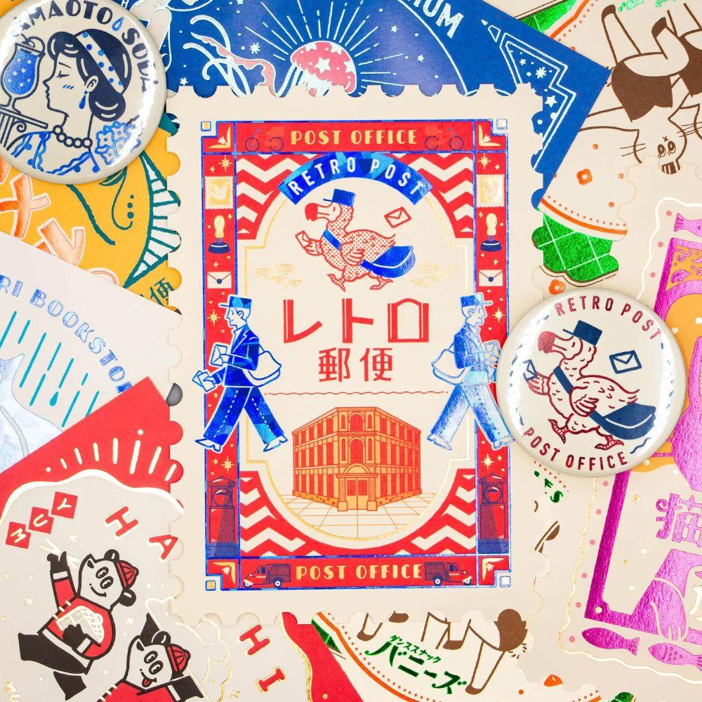 S-326 | ROKKAKU x ob1toy 復古郵便系列 箔押明信片 (猫之舌咖啡店)