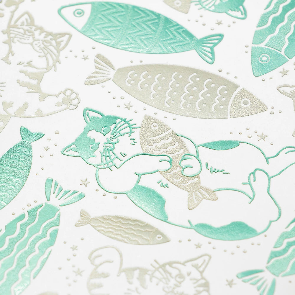 S-468 | ROKKAKU x 365Cat.Art Cat Art Collection 箔押明信片 (fish)