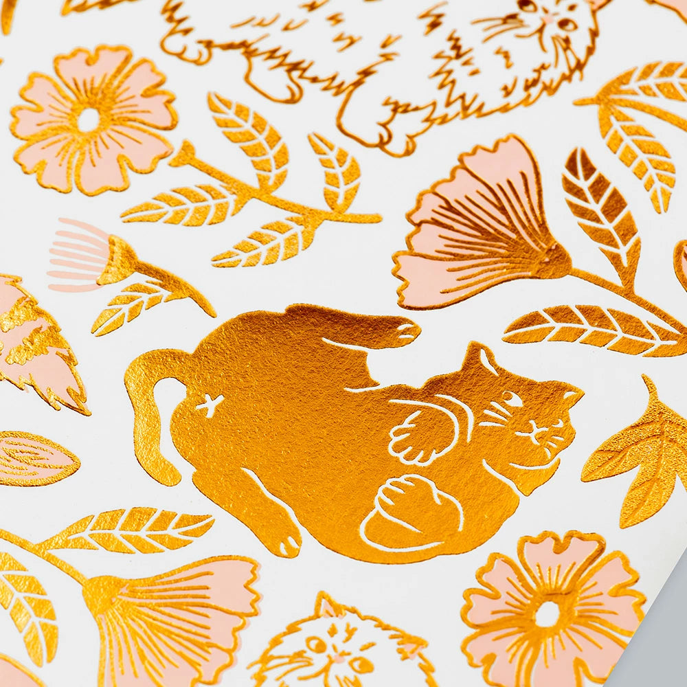 S-469 | ROKKAKU x 365Cat.Art Cat Art Collection 箔押明信片 (flower)