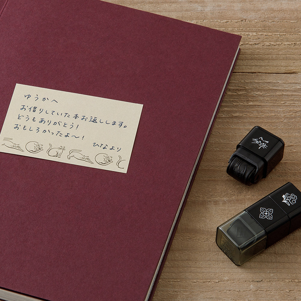 T-653 | MIDORI Paintable Stamp Roller 浸透印 (貓咪與風景)