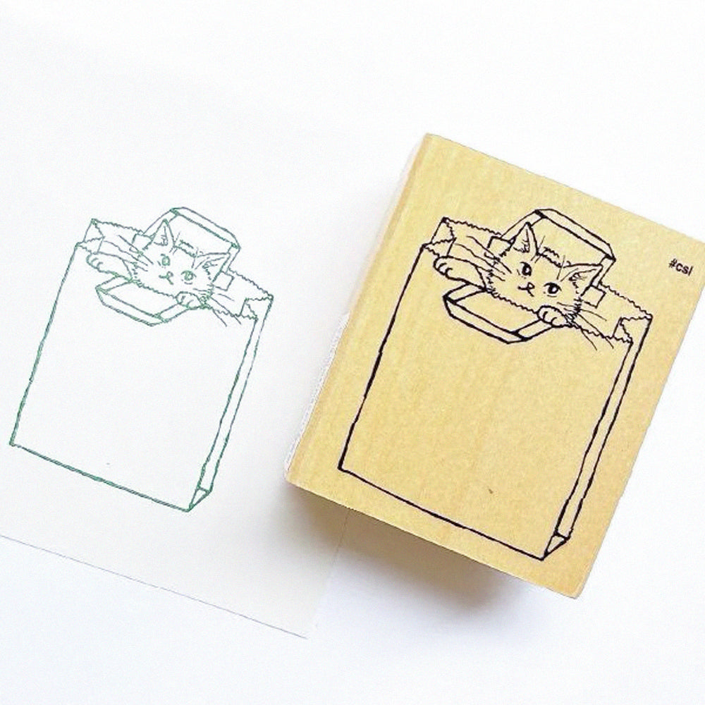 T-857 | KODOMO NO KAO I LOVE STAMP 印章系列 (紙袋貓)