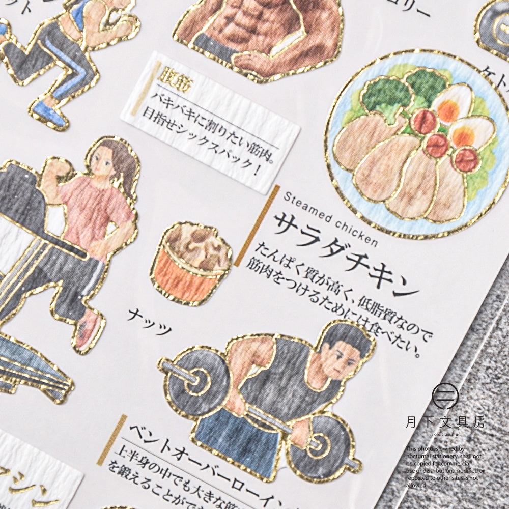 S-225 | KAMIO 大人之圖鑑貼紙 (筋肉篇)