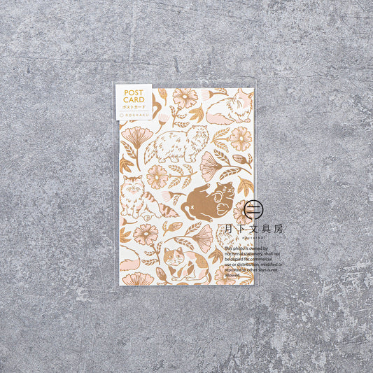 S-469 | ROKKAKU x 365Cat.Art Cat Art Collection 箔押明信片 (flower)