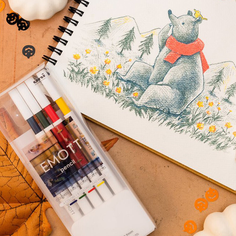 P-142 | UNI EMOTT pencil 彩色鉛芯筆 No.1 - No.3 (4色組)