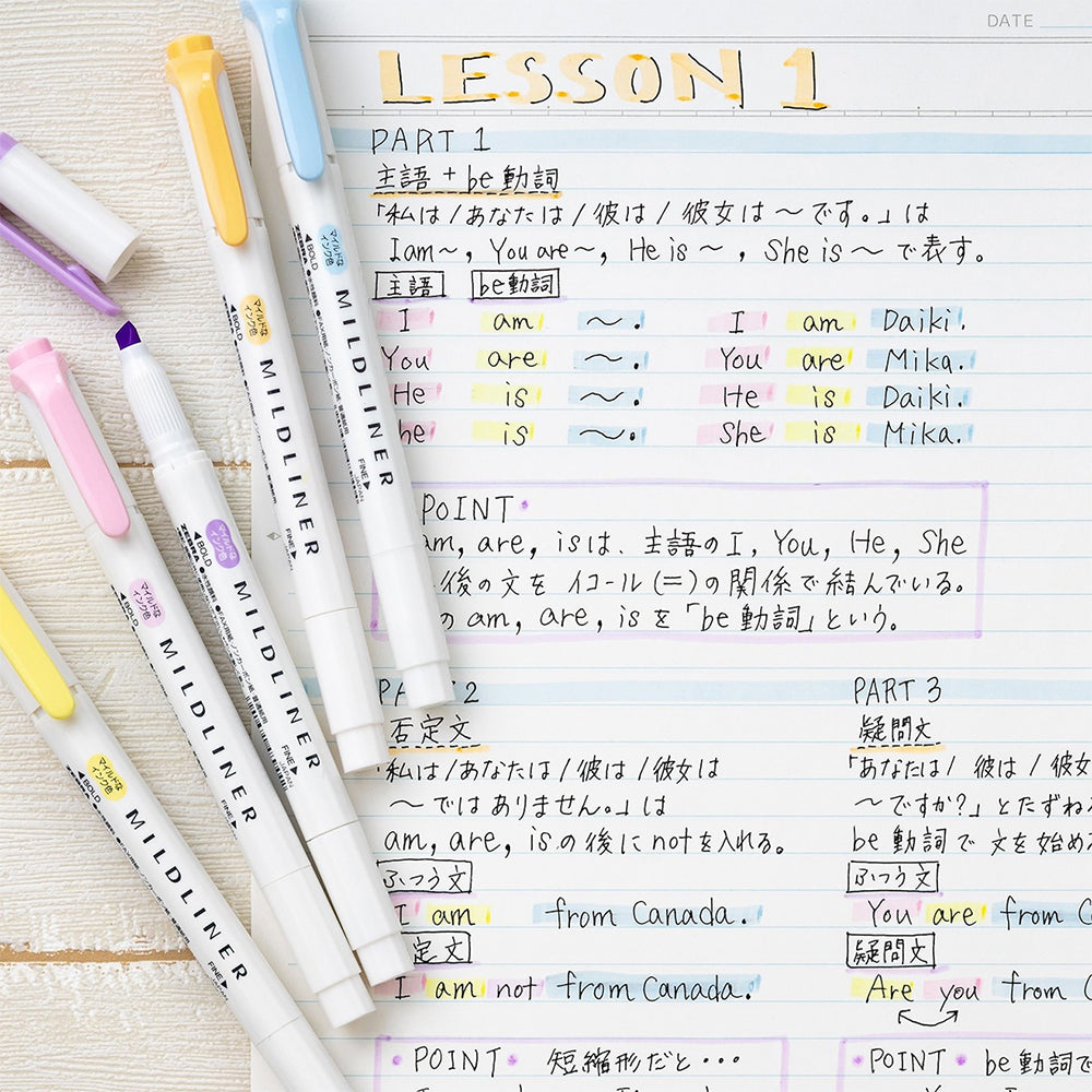 P-174 | ZEBRA MildLiner 淡色系雙頭螢光筆 (溫柔色/自然溫和色)