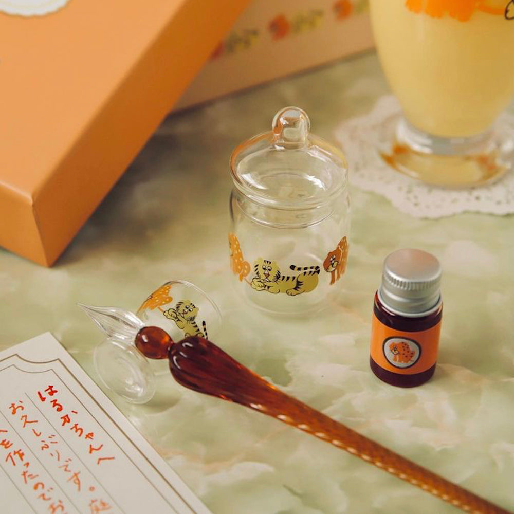 P-214 | RYU-RYU x ADERIA RETRO 玻璃筆套裝 (橘色)