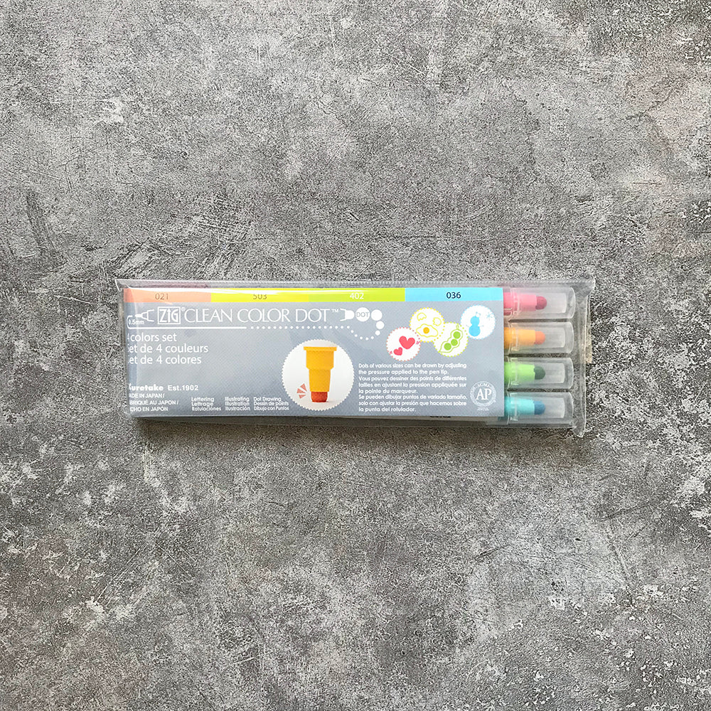 P-68 | KURETAKE ZIG Clean Color Dot 點點筆 一般色 (4色組)