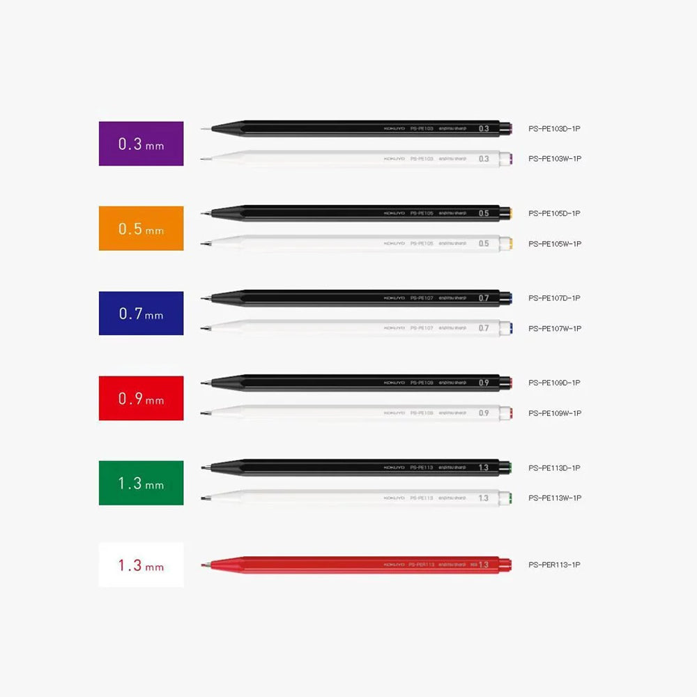 P-76B | KOKUYO enpitsu sharp 六角鉛芯筆 0.5mm (黑色/白色)