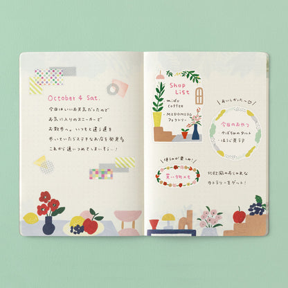 B-189 | MIDORI Yuru Log B6 點陣筆記本 (紡織圖案)