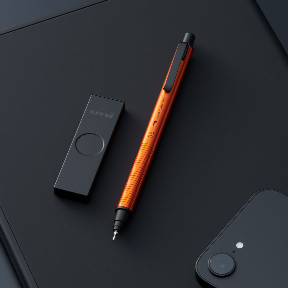 P-412 | UNI KURU TOGA METAL 金屬旋轉鉛芯筆 0.5mm 限定版 (暮光橘)