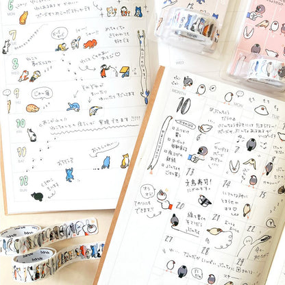 S-249C | BANDE 在手帳裡生活的人系列 紙膠帶貼紙 (小鳥/貓咪)