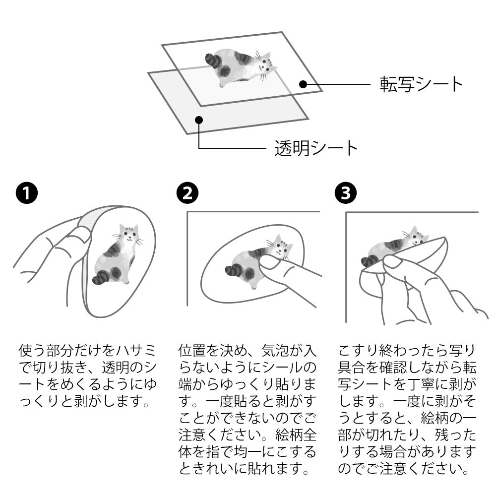 S-357 | MIDORI Glossy Transfer Sticker 移印貼紙 (貓咪)