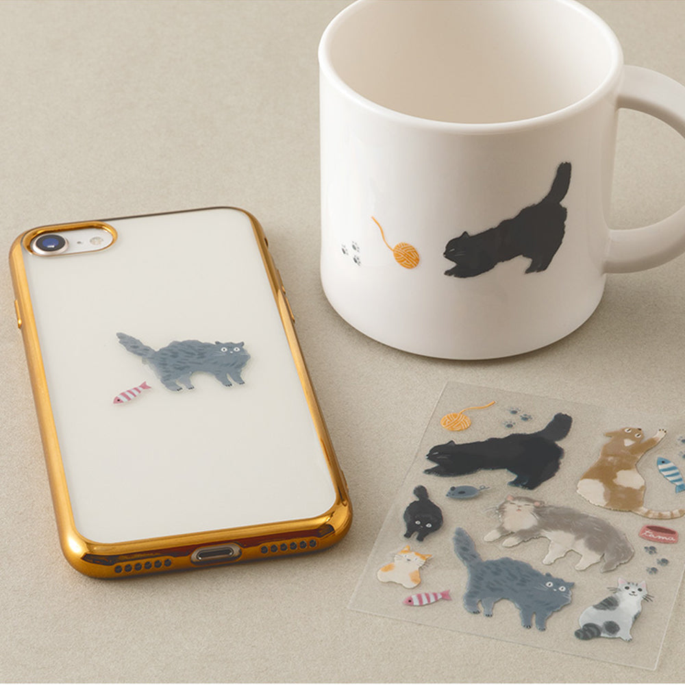 S-357 | MIDORI Glossy Transfer Sticker 移印貼紙 (貓咪)