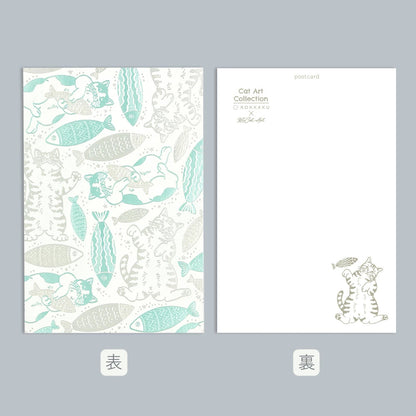 S-468 | ROKKAKU x 365Cat.Art Cat Art Collection 箔押明信片 (fish)