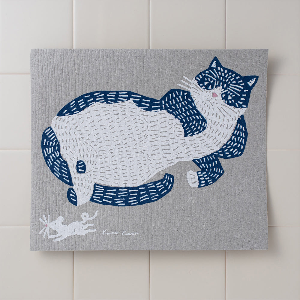 S-471 | ecomfortHOUSE x kata kata 吸水速乾海綿抹布 (貓咪)