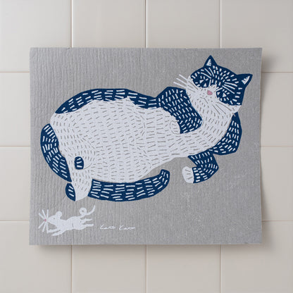 S-471 | ecomfortHOUSE x kata kata 吸水速乾海綿抹布 (貓咪)