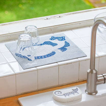 S-471 | ecomfortHOUSE x kata kata 吸水速乾海綿抹布 (貓咪)