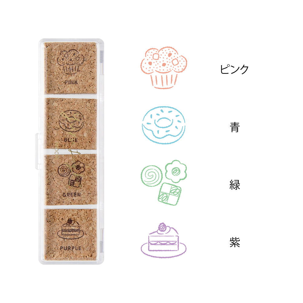 T-645 | MIDORI Yuru Log 手帳用 4色浸透印 (甜品)