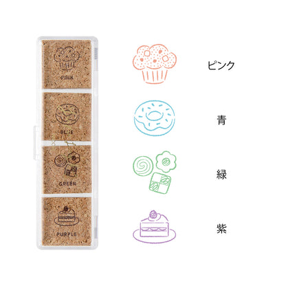 T-645 | MIDORI Yuru Log 手帳用 4色浸透印 (甜品)