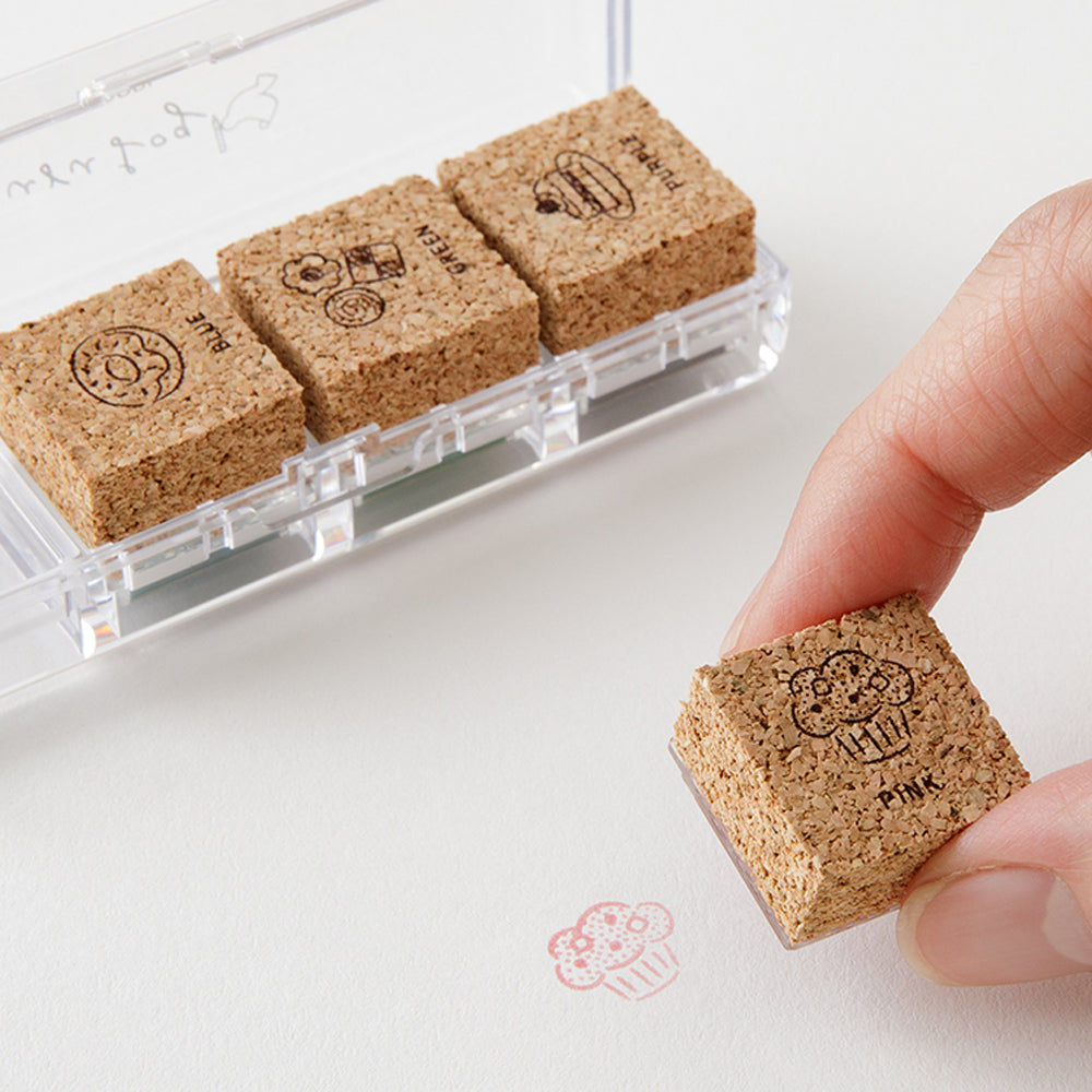 T-645 | MIDORI Yuru Log 手帳用 4色浸透印 (甜品)