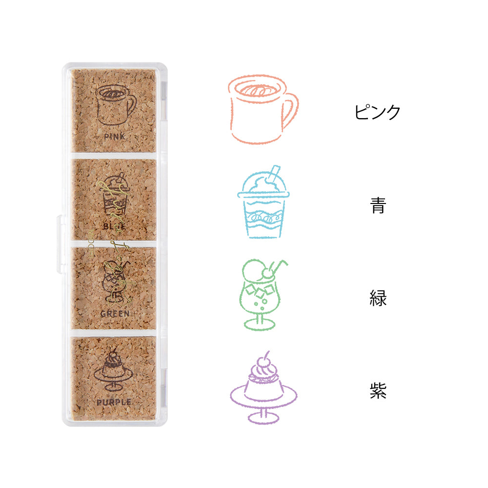 T-646 | MIDORI Yuru Log 手帳用 4色浸透印 (咖啡店)