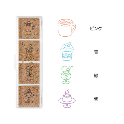 T-646 | MIDORI Yuru Log 手帳用 4色浸透印 (咖啡店)