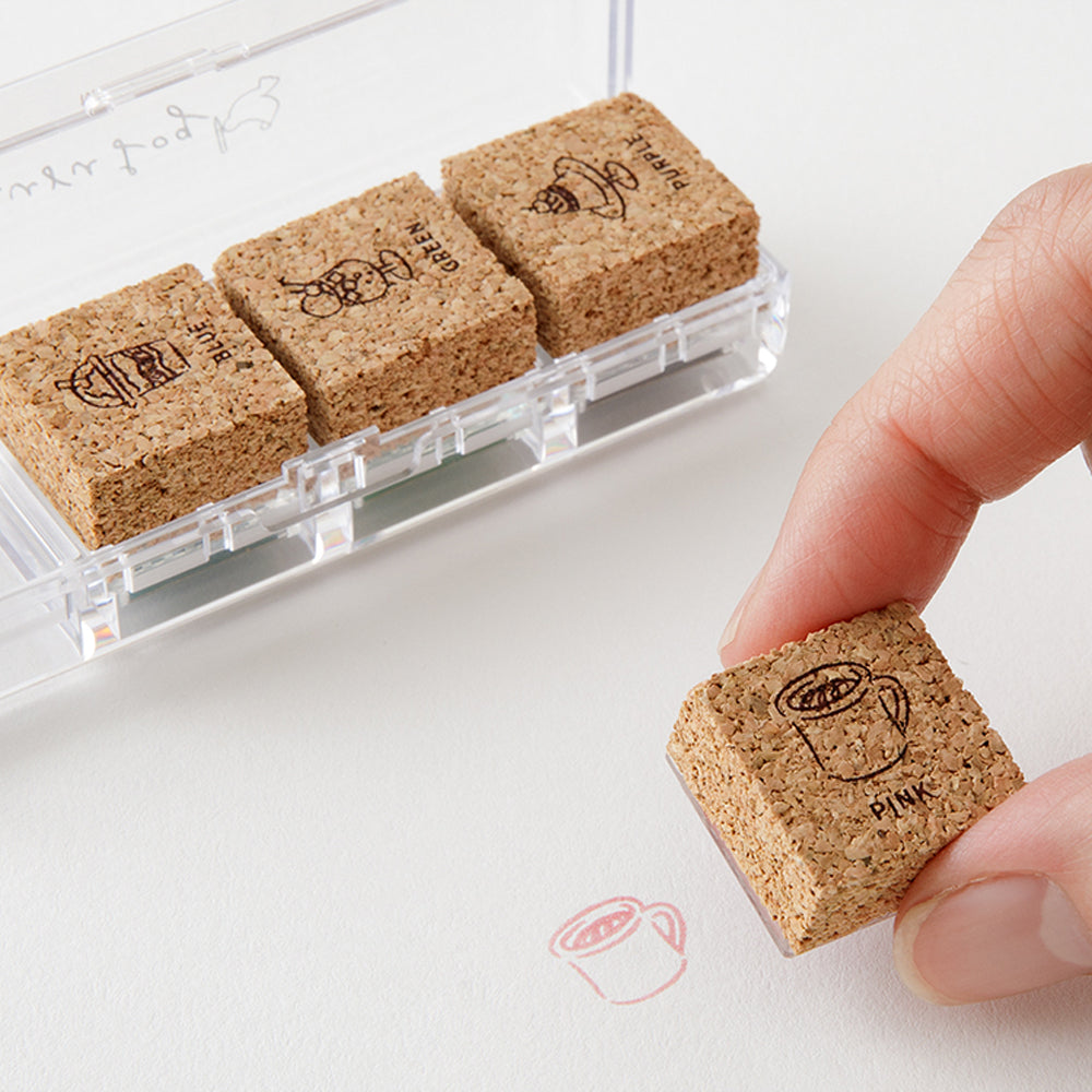 T-646 | MIDORI Yuru Log 手帳用 4色浸透印 (咖啡店)