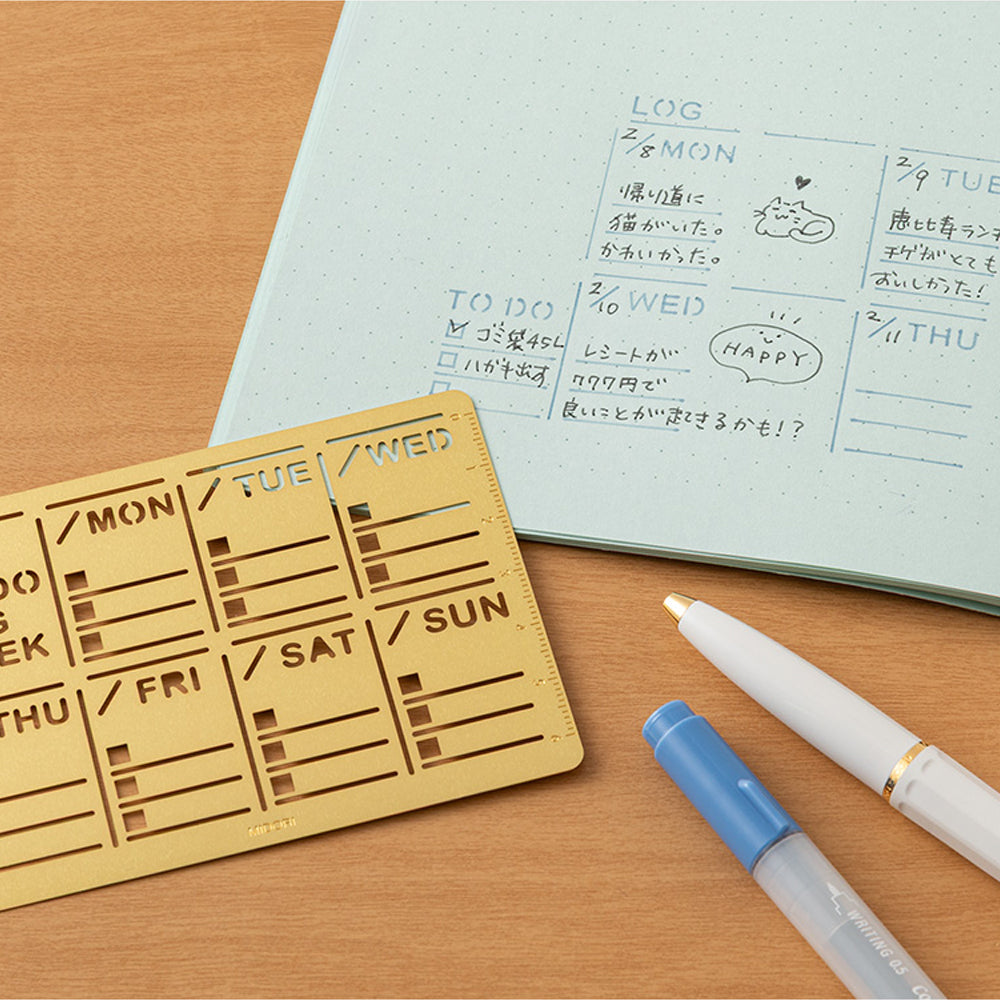 T-682 | MIDORI Diary Template 手帳用模板尺 (週計劃)