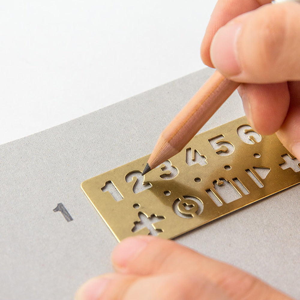 T-785 | TRAVELER'S COMPANY BRASS PRODUCTS 黃銅書籤模板尺 (數字符)