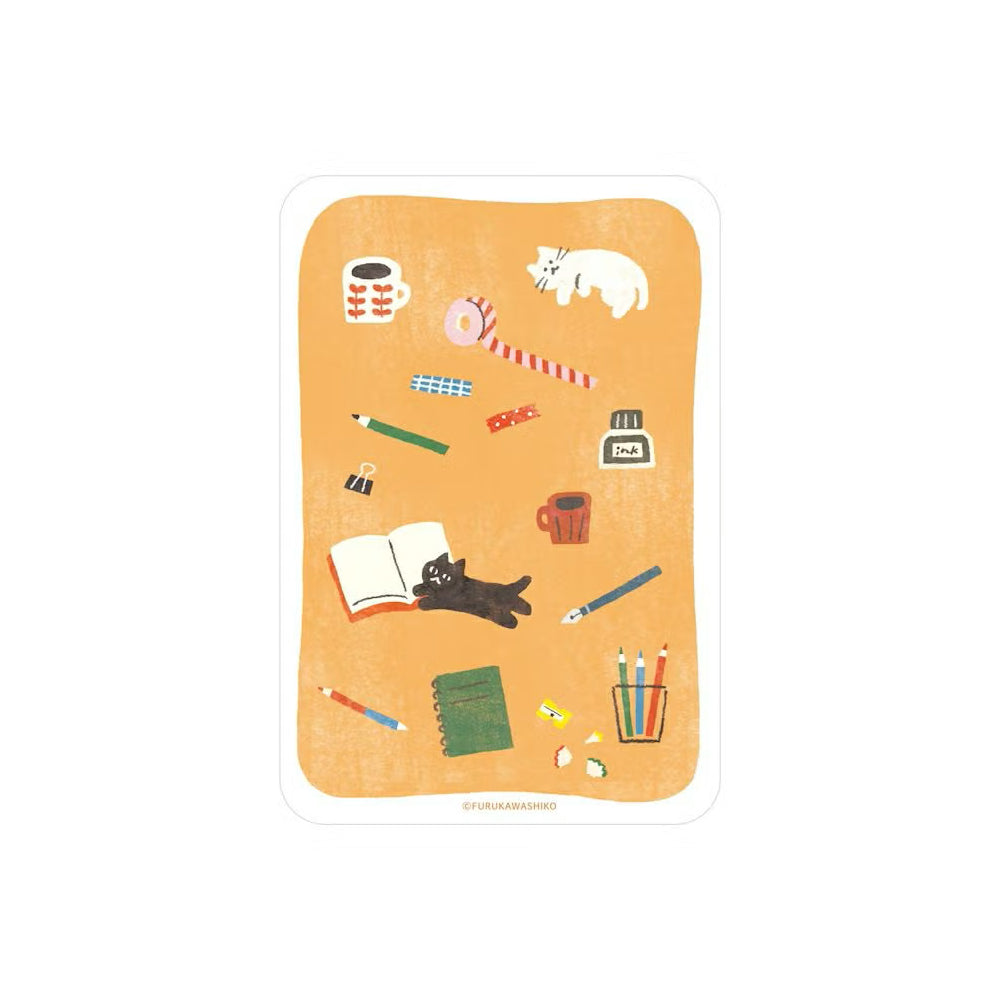 T-829 | 古川紙工 HONTOWATASHI 大號透明書籤 (文具和猫)