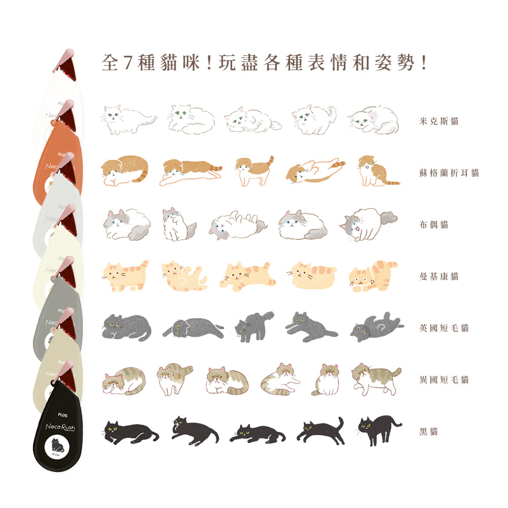 T-832 | PLUS Neco Rush 裝飾花邊膠帶 貓咪限定版