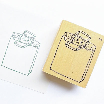 T-857 | KODOMO NO KAO I LOVE STAMP 印章系列 (紙袋貓)