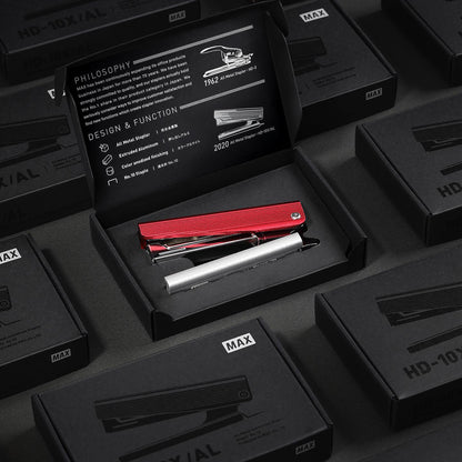 T-98 | MAX HD-10X/AL 全金屬釘書機 (黑/銀/紅)