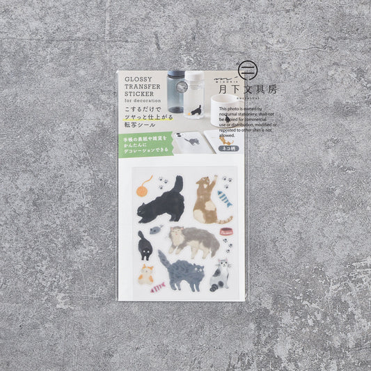 S-357 | MIDORI Glossy Transfer Sticker 移印貼紙 (貓咪)