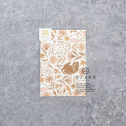 S-469 | ROKKAKU x 365Cat.Art Cat Art Collection 箔押明信片 (flower)