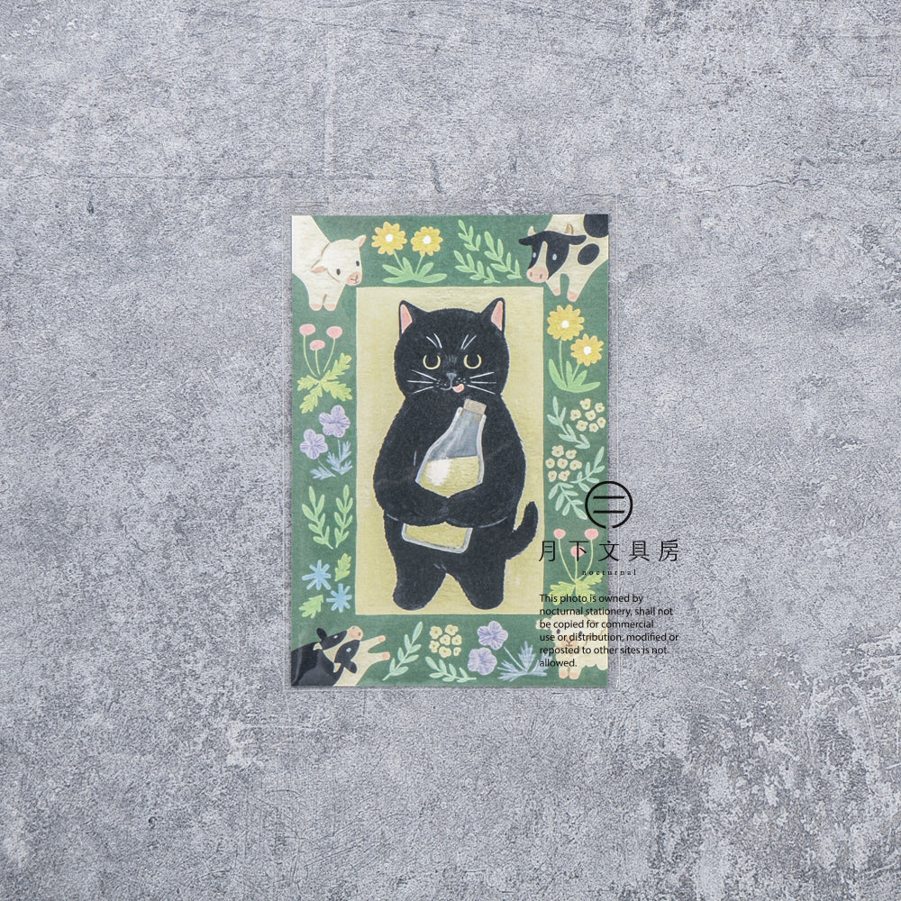 S-522 | 4legs 繪本中的貓 明信片 (黑貓)