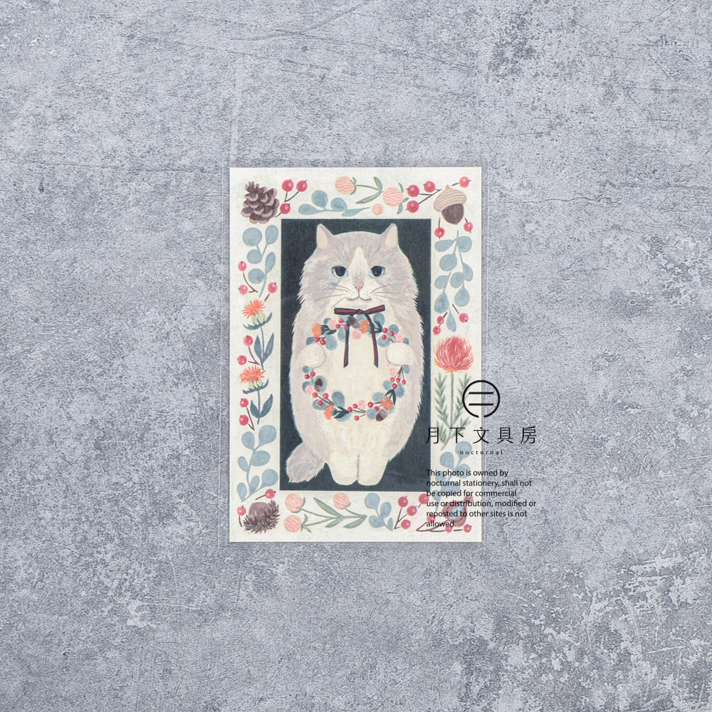 S-525 | 4legs 繪本中的貓 明信片 (長毛貓)
