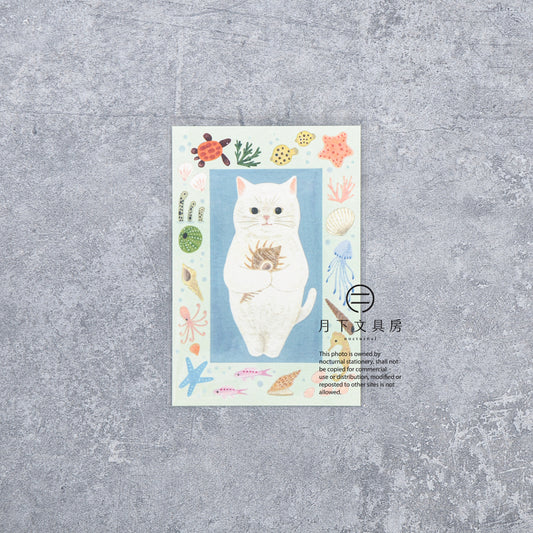S-529 | 4 LEGS 繪本中的貓 明信片 (白貓)